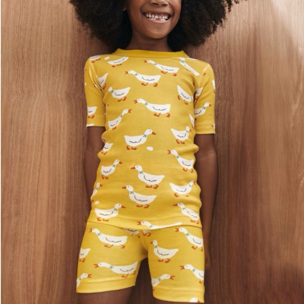 NWOT HANNA ANDERSSON - Mother Duck Organic Cotton Short Sleeve Pajama Set - 6-7T